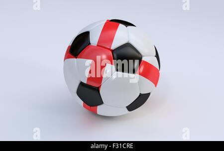 England Flagge auf Fußball, Fußball-Ball auf weißem Hintergrund Stockfoto