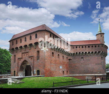 Die Barbakane von Krakau. Historischen Tor in der alten Stadt Krakau. Stockfoto