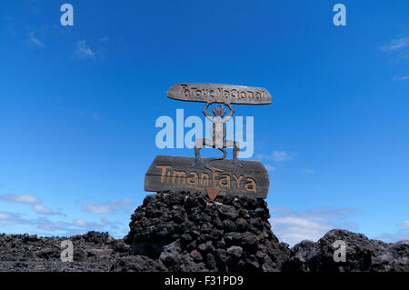 El Diablo Teufel entworfen von Cesar Manrique, Parque Nacional De Timanfaya, Lanzarote, Kanarische Inseln, Spanien. Stockfoto