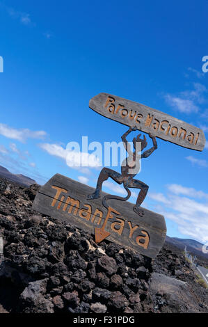 El Diablo Teufel entworfen von Cesar Manrique, Parque Nacional De Timanfaya, Lanzarote, Kanarische Inseln, Spanien. Stockfoto