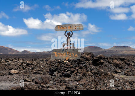 El Diablo Teufel entworfen von Cesar Manrique, Parque Nacional De Timanfaya, Lanzarote, Kanarische Inseln, Spanien. Stockfoto