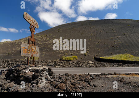 El Diablo Teufel entworfen von Cesar Manrique, Parque Nacional De Timanfaya, Lanzarote, Kanarische Inseln, Spanien. Stockfoto