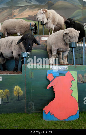 Llandovery, Wales, UK. 27. Sep, 2015. Bauern versammelt, um kaufen und verkaufen Preis Schafe auf die Llandovery Schafe Auktionen nur einmal im Jahr. Das Schaf Festival fand auch, geben einen Einblick Walisisch Landwirtschaft für alle Altersgruppen. Bildnachweis: roger tiley/Alamy Live-Nachrichten Stockfoto