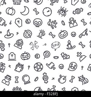 Halloween Musterdesign mit Symbolen Stock Vektor