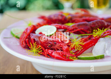 Bild einer großen Portion Krebse. Stockfoto