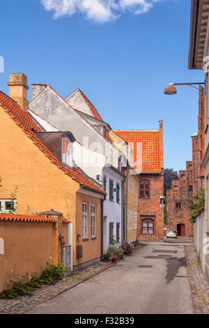 Bild der alten Stadthäuser in Helsingør, Dänemark. Stockfoto