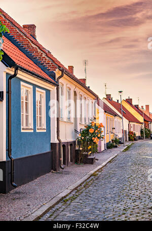 Bild der traditionellen historischen Bürgerhäusern. Simrishamn, Schweden. Stockfoto