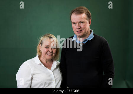 Schottischer Musiker, Produzent und Plattenlabel Besitzer Edwyn Collins und seine Frau Grace Maxwell. Stockfoto