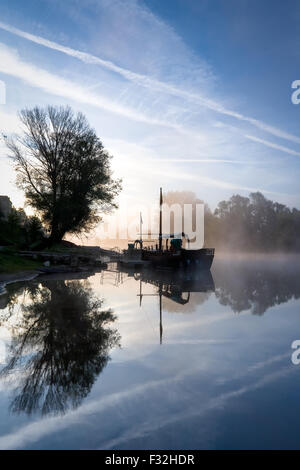 Les Gabares Boote an der Dordogne Stockfoto