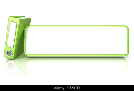 Grüne Ordner "Office Sammelmappe", mit weißen Kopie Raum Tabelle. 3D-Render Abbildung isoliert auf weißem Hintergrund Stockfoto