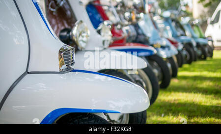 Sammlung von klassischen Lambretta und Vespa Roller Stockfoto