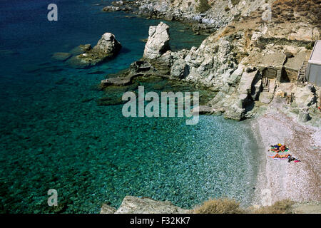 Griechenland, Kykladen-Inseln, Folegandros, Galifos-Strand Stockfoto