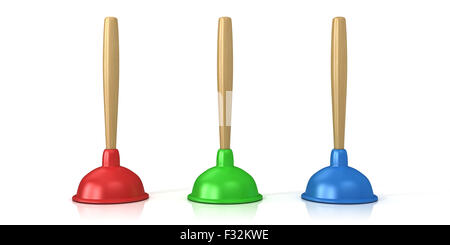 Plunger isoliert auf weißem Hintergrund Stockfoto