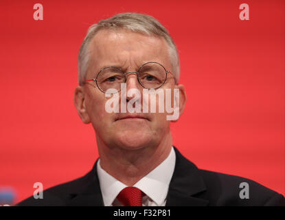 Brighton, UK. 28. September 2015. Hilary Benn Mp Schatten Außenminister Labour Party Konferenz 2015 das Zentrum von Brighton, Brighton, England 28. September 2015 der Labour Party Conference 2015 im Brighton Centre, Brighton, England-Credit: Allstar Bild Bibliothek/Alamy Live-Nachrichten Stockfoto