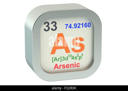 Arsen Element Symbol isoliert auf weißem Hintergrund Stockfoto