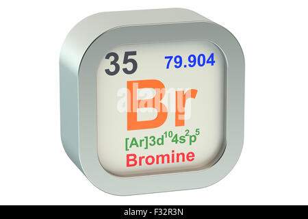 Brom Element Symbol isoliert auf weißem Hintergrund Stockfoto