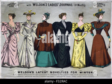 Weldon Ladies Journal veröffentlicht von Weldon und Firma 1895-1900 Hand gefärbt Gravuren London England Stockfoto