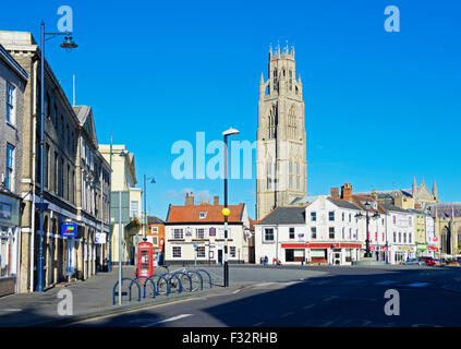 St Botolph Kirche und dem Marktplatz in Boston, Lincolnshire, England UK Stockfoto