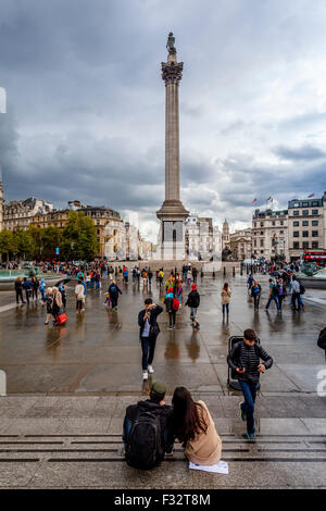 Nelson's Column und Trafalgar Square, London, UK Stockfoto