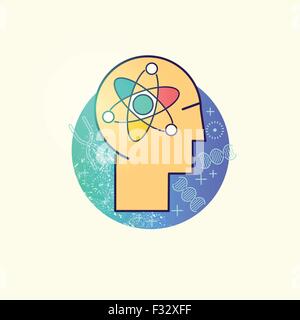 Wissenschaftler Vektor Icon. Ein Wissenschaftler mit einem Atom-Symbol. Vektor-Illustration. Stock Vektor