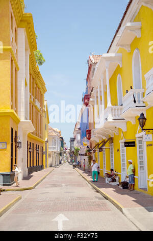 CARTAGENA - 13. SEPTEMBER: Die schönen traditionellen Straßen am 13. September 2015 in Cartagena, Kolumbien. Cartagena ist t Stockfoto