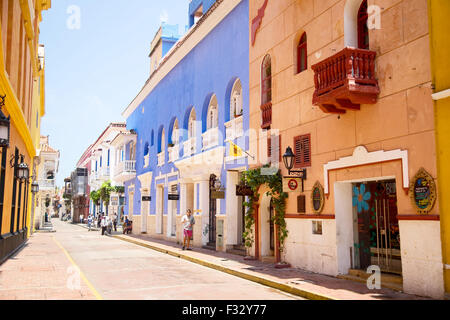 CARTAGENA - 13. SEPTEMBER: Die schönen traditionellen Straßen am 13. September 2015 in Cartagena, Kolumbien. Cartagena ist t Stockfoto