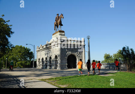 Lincoln Park Ulysses S. Grant Memorial - von Louis Rebisso, Chicago, Illinois. Grant Reiterstatue. Stockfoto