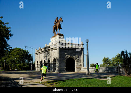 Lincoln Park Ulysses S. Grant Memorial - von Louis Rebisso, Chicago, Illinois. Grant Reiterstatue. Stockfoto