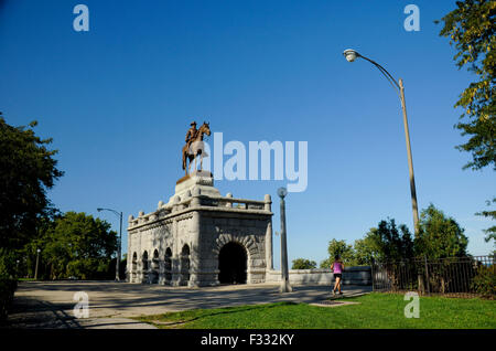 Lincoln Park Ulysses S. Grant Memorial - von Louis Rebisso, Chicago, Illinois. Grant Reiterstatue. Stockfoto