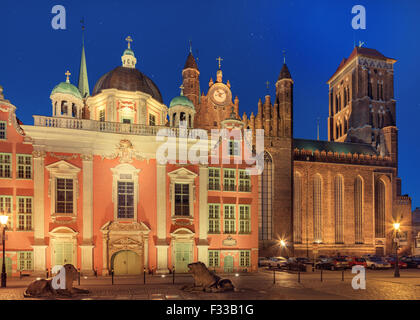 Altstadt Danzig bei Nacht Stockfoto