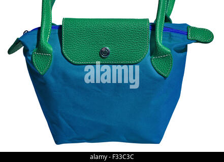 Blaue Damenhandtasche Stockfoto