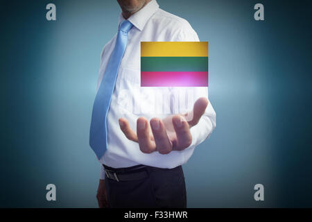 Zusammengesetztes Bild der Geschäftsmann hält hand Stockfoto