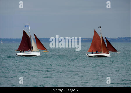 Alten Segeln Regatta, Rigel Cotre, Binic Hafen in der Nähe von Saint-Brieuc, Côtes-d ' Armor, Bretagne, Bretagne, Frankreich Stockfoto