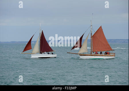 Alten Segeln Regatta, Rigel Cotre, Binic Hafen in der Nähe von Saint-Brieuc, Côtes-d ' Armor, Bretagne, Bretagne, Frankreich Stockfoto