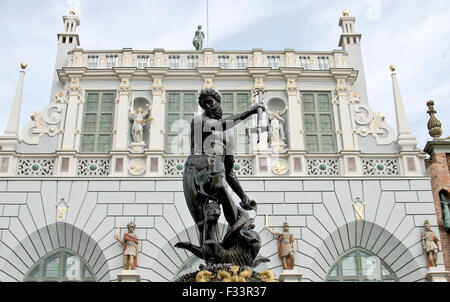 Neptun-Brunnen am Dlugi Targ, langer Markt, Danzig, Pommern, Polen Stockfoto