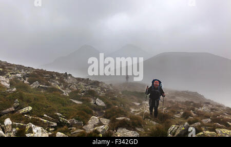 Touristischen Aufstieg an die Spitze der Howerla in Karpaten Stockfoto