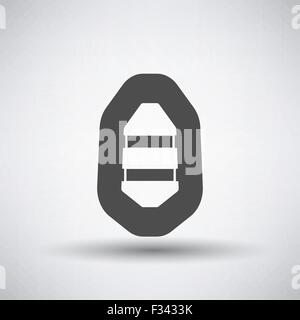 Angeln-Symbol mit Schlauchboot auf grauem Hintergrund. Vektor-Illustration. Stock Vektor