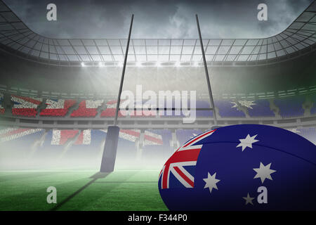 Zusammengesetztes Bild der australischen Flagge Rugby-ball Stockfoto