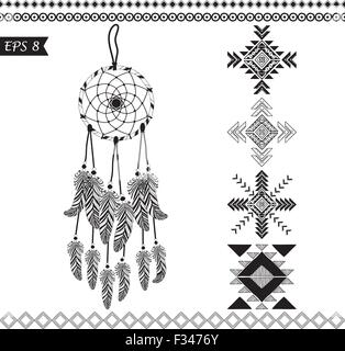 Handgezeichnete Stammes-Vektorelemente isoliert auf weiss. Stock Vektor