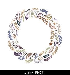 Silhouetten der Baumblätter im Kreis. Floral Kreis Design.   Kranz. Vektor-Illustration. Stock Vektor