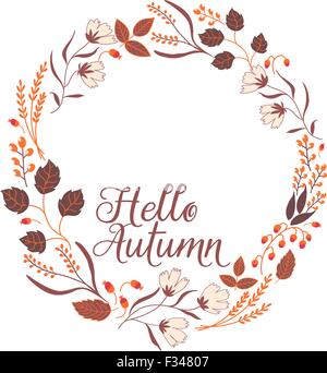 Blumenrahmen Sammlung. Zeichen-Hallo-Herbst Stock Vektor