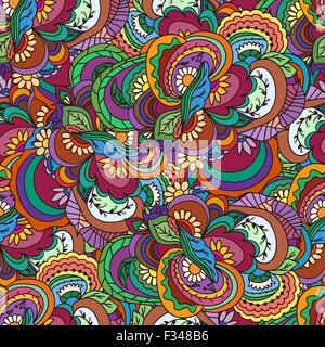 Vektor-nahtlose Textur mit abstrakten Blumen. Endlosen Hintergrund. Ethnische Musterdesign. Vektor-Kulisse. Helle Muster. Stock Vektor