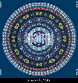 Abstrakt Kreis mit dekorativen Elementen. Hintergrund in blauen Farbtönen. Stock Vektor