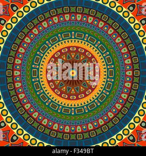 Bright Sommer Hintergrund bestehend aus verschiedenen Kreisen und einfache Formen im Ethnostil. Vektor-Illustration. Stock Vektor