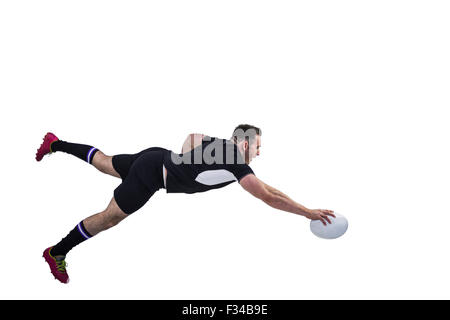 Rugby Spieler zählenden Versuchen Stockfoto