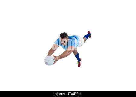 Rugby Spieler zählenden Versuchen Stockfoto