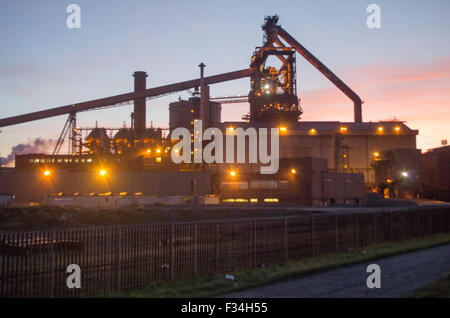 Redcar, Großbritannien. 29. September 2015. SSI-Stahlwerk in Redcar, der Tag, nachdem bekannt wurde, dass 1700 Arbeitsplätze verloren wären, wie die Anlage stillgelegt wird. Redcar, Großbritannien am 29. September 2015 Credit: Nicholas Wesson/Alamy Live-Nachrichten Stockfoto