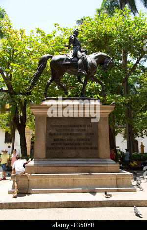 CARTAGENA - 13. SEPTEMBER: Statue von Simon Bolivar auf 13. September 2015 in Cartagena, Kolumbien. Cartagena ist der 5. lar Stockfoto