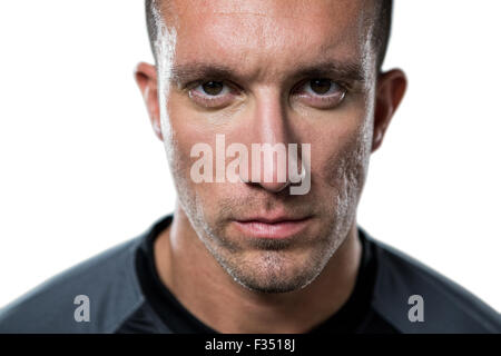 Close-up Portrait von schweren Rugbyspieler Stockfoto