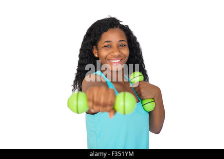 Frau mit Hanteln trainieren Stockfoto